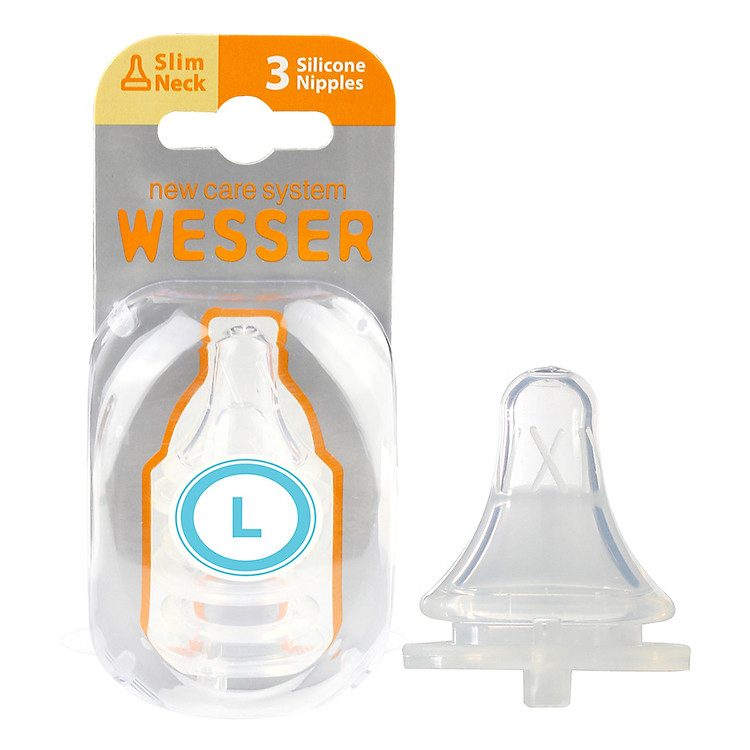 Hộp 3 Núm Ty Wesser Cổ Hẹp (Size L - Trẻ Trên 7 Tháng)