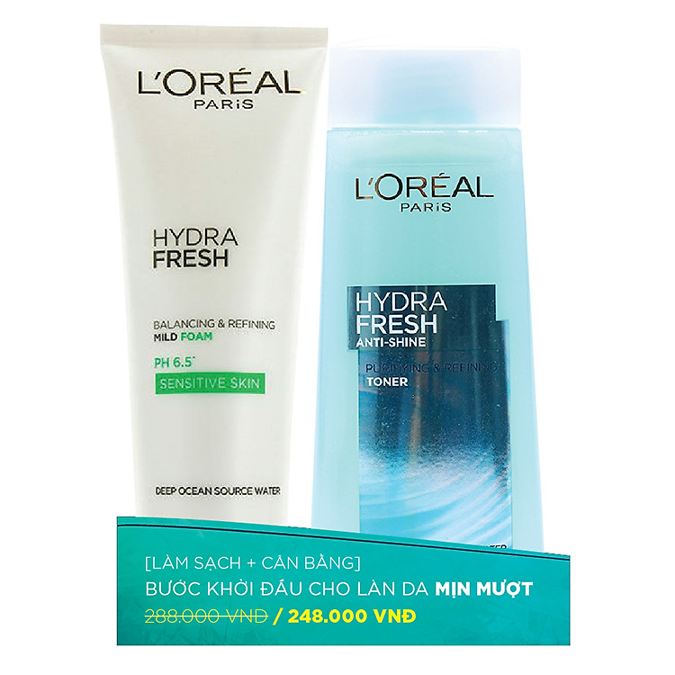 Bộ Đôi Nước Hoa Hồng Thanh Khiết Da (200ml) Và Sữa Rửa Mặt Thanh Khiết Hydrafresh (100ml) L'oreal