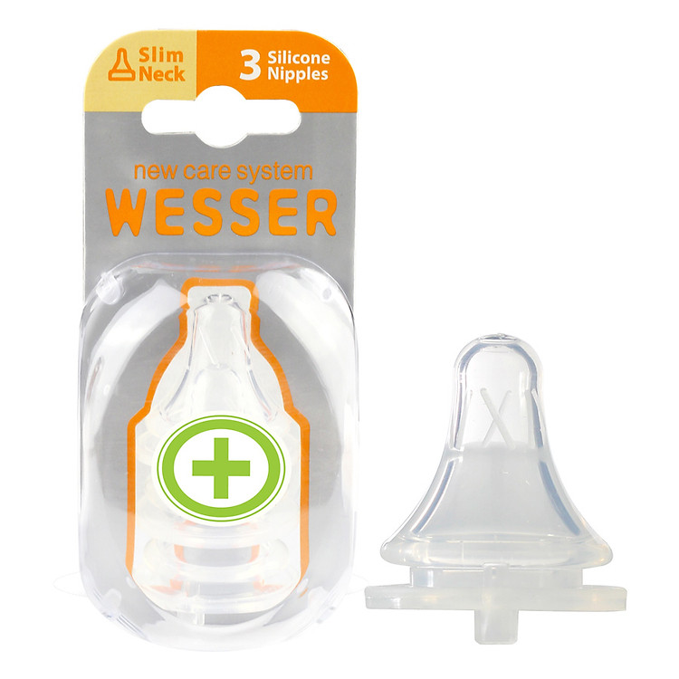 Hộp 3 Núm Ty Wesser Cổ Hẹp (Size + - Trẻ Từ 3 - 18 Tháng)