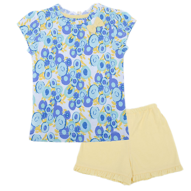 Bộ Đồ Bé Gái Cài Vai In Họa Tiết LullabyBaby L-NH03-15 17 - Xanh Phối Vàng