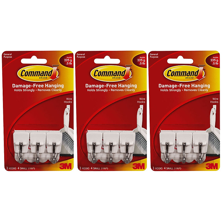 Combo 3 Vỉ Móc Dán Tường Kim Loại Nhỏ Command 17067 - 225G
