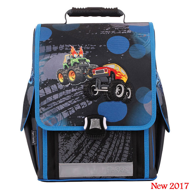 Cặp Học Sinh Siêu Nhẹ Chống Gù Lưng Và Lệch Vai Tiger Family 1734B Hình Xe Vượt Địa Hình (Trên 6 Tuổi)