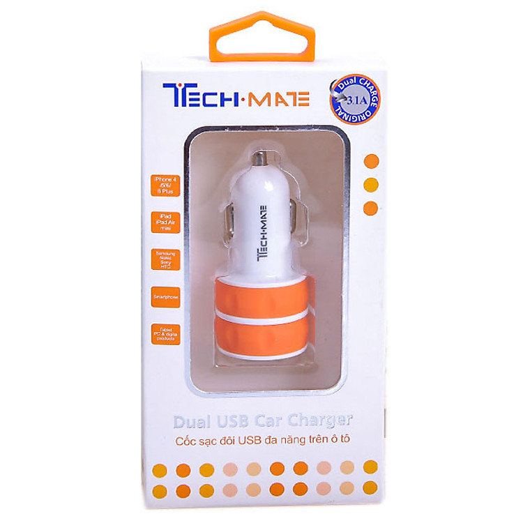 Sạc Xe Hơi Techmate TMDC-02 2 Cổng USB - Hàng Chính Hãng