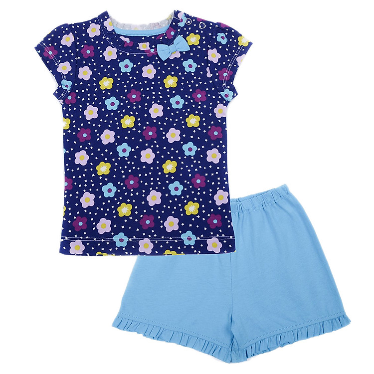 Bộ Đồ Bé Gái Cài Vai In Hình Hoa LullabyBaby L-NH03-15 18 - Xanh