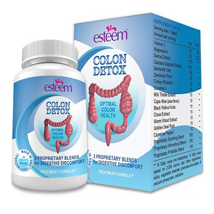 Thực Phẩm Chức Năng Hỗ Trợ Giúp Giải Độc Ruột Kết, Giảm Táo Bón Và Chống Oxi Hóa Esteem Colon Detox ( Hộp 60 Viên )