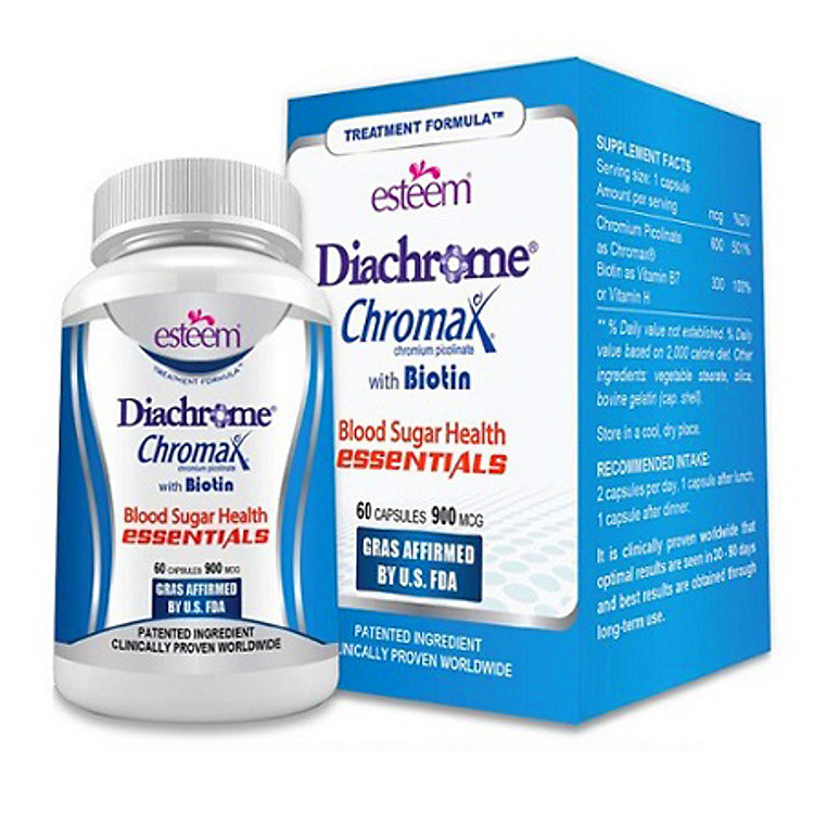 Thực Phẩm Chức Năng Hỗ Trợ Phòng Chống Và Giảm Các Biến Chứng Của Tiểu Đường Esteem Diachrome Chromax ( Hộp 60 Viên )