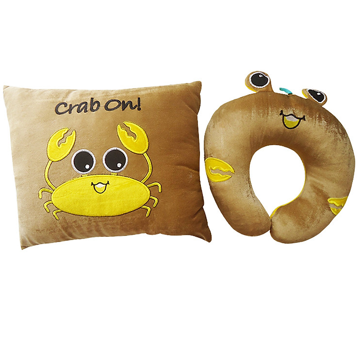 Combo Gối Tựa Lưng Và Gối Chữ U Thivi - Hình Con Cua (Giao màu ngẫu nhiên)