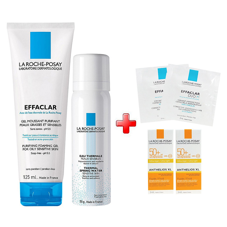 Combo Sản Phẩm Chăm Sóc Da La Roche-Posay Tặng 2 Chống Nắng 3ml Và 2 Kem Trị Mụn Duo+ 2ml