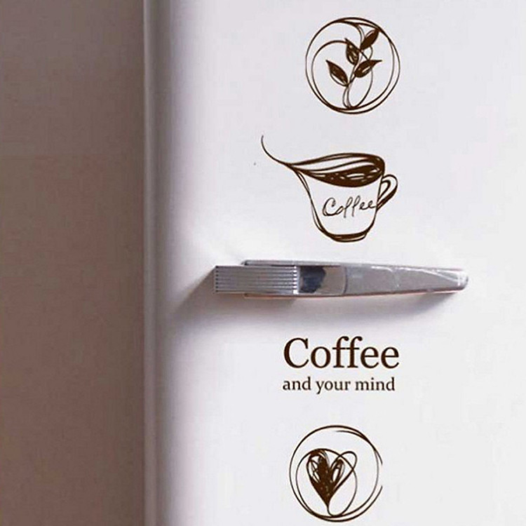 Decal Dán Tường NineWall Wake Up Coffee DC003