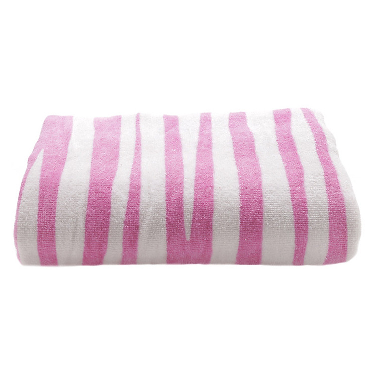 Khăn Tắm Athena Sọc Vằn 70 x 140 cm (Trắng Sọc Hồng)