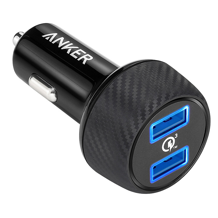 Adapter Sạc Xe Hơi 2 Cổng Anker PowerDrive Speed 39W Hỗ Trợ Sạc Nhanh QC 3.0 - A2228H11 (Đen) - Hàng Chính Hãng