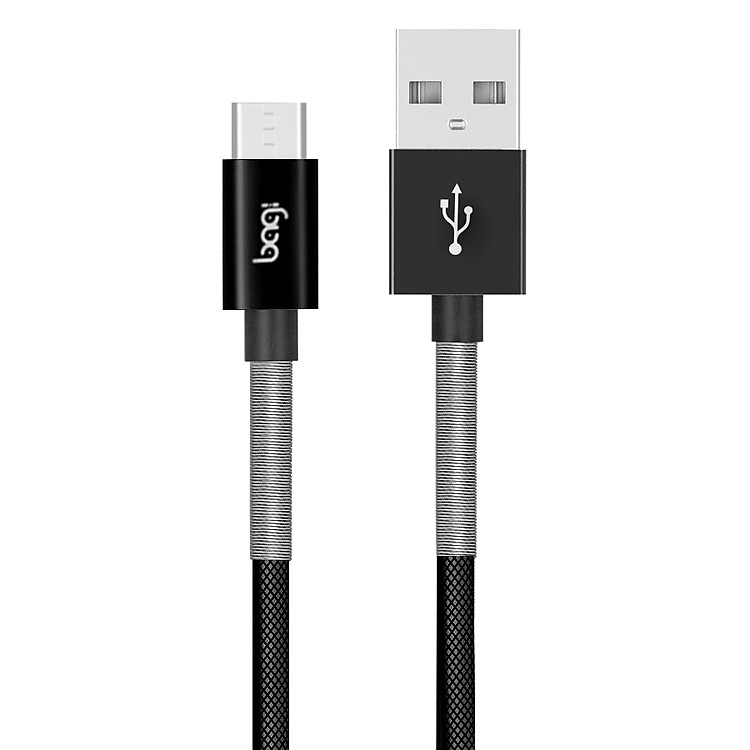 Cáp Sạc Nhanh Lò Xo Micro USB Bagi - Đen - Hàng Chính Hãng