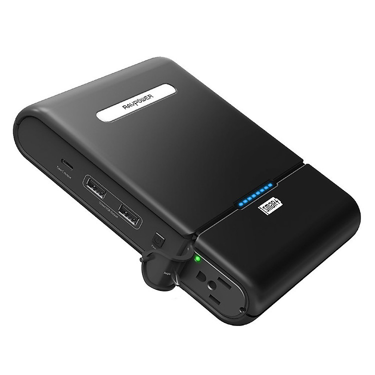 Pin Sạc Dự Phòng Cho Laptop RAVPower 27000mAh PB055 Hỗ Trợ AC 3 Chân Đầu Ra 100W Tích Hợp USB Type-C Output - Hàng Chính Hãng
