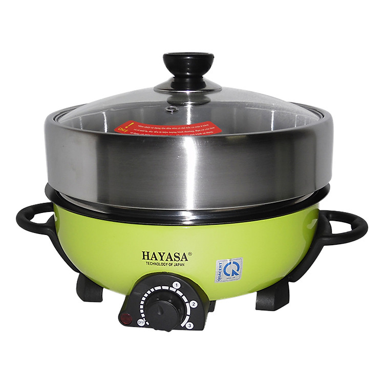 Nồi Lẩu Điện Nướng Hấp Đa Năng Hayasa HA-68 (5L) - Xanh Lá - Hàng chính hãng