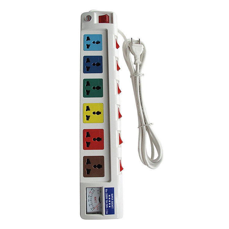 Ổ Cắm Điện 6D Super Đồng Hồ A Dây 2.5m x 2 Lioa 6OFSSA2.5-2 – Trắng
