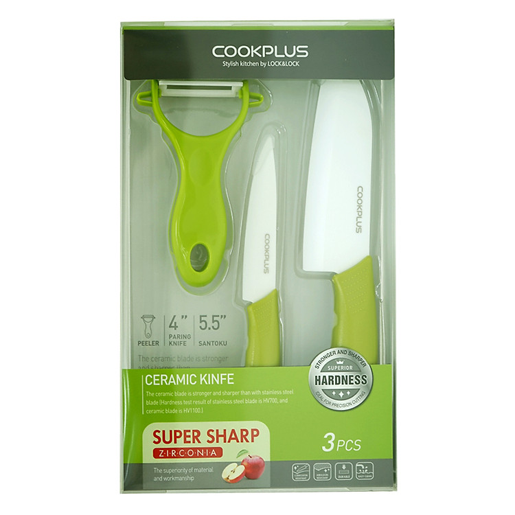 Bộ Dao Sứ Cookplus Ceramic Lock&Lock LON301G - Màu Xanh Lá
