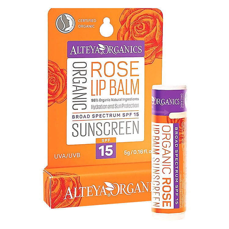 Son Dưỡng Môi Hoa Hồng Hữu Cơ Chống Nắng Organic Sunscreen Lip Balm Rose SPF15 Alteya Organics OSLBR (5g)
