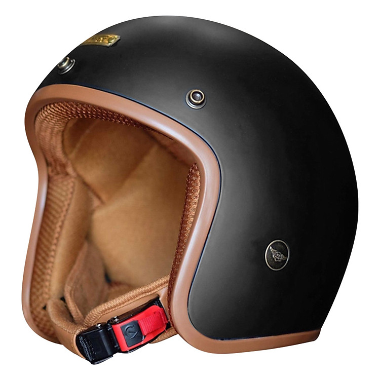Mũ Bảo Hiểm 3/4 NTMax X1 - Vỏ Đen Lót Nâu (Size L)
