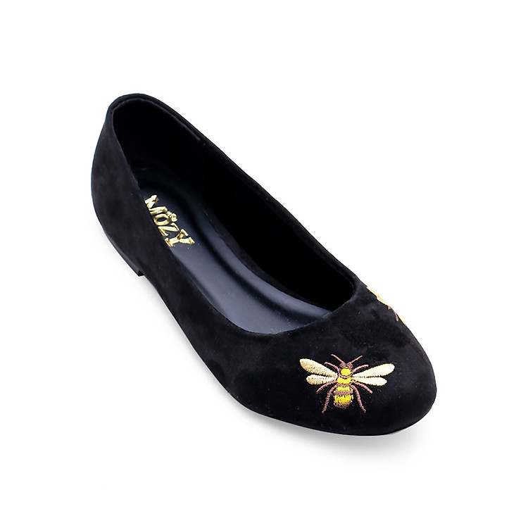 Giày Búp Bê Da Lộn Thêu Mozy Mzbb42 - Đen