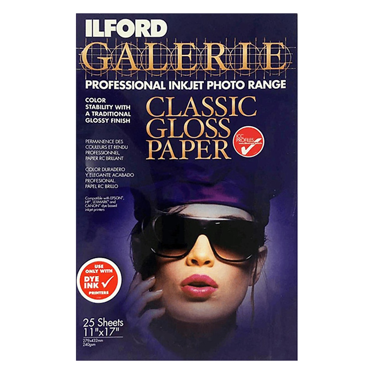Giấy In Ảnh ILFORD 1 Mặt Bóng (Glossy) 11 x 17 inch (29.7 x 43.2cm) 240gsm 25 Tờ - Hàng chính hãng