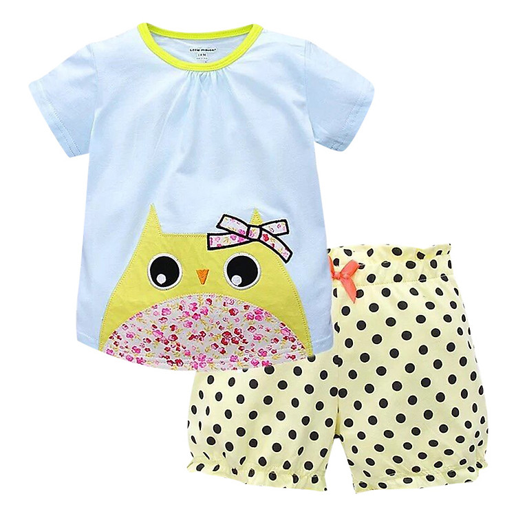 Bộ Bé Gái Cú Và Quần Chấm Bi Suri House