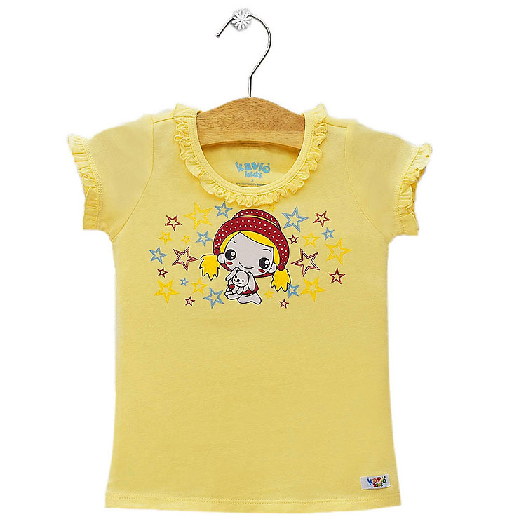 Áo Thun Tay Ngắn Bé Gái In Hình Cô Bé Kavio Kids GS558-N1 - Vàng