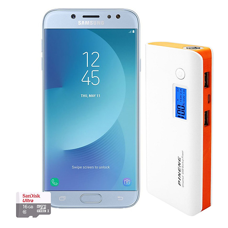 Combo Điện Thoại Samsung Galaxy J7 Pro - Hàng Chính Hãng + Pin Sạc Pineng và Thẻ Nhớ Sandisk