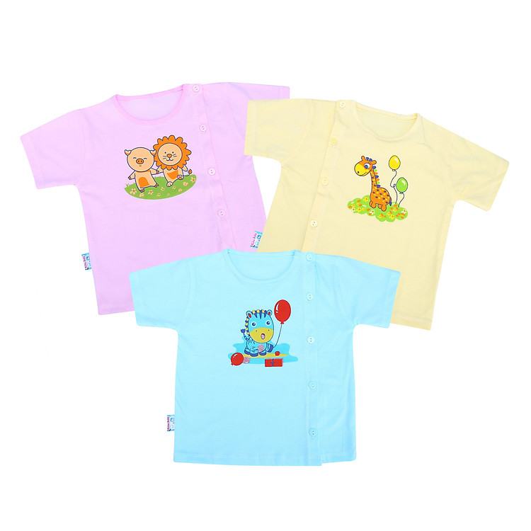 Combo 3 Áo Cài Bên Tay Ngắn MihaBaby ATN11 – Màu Pastel