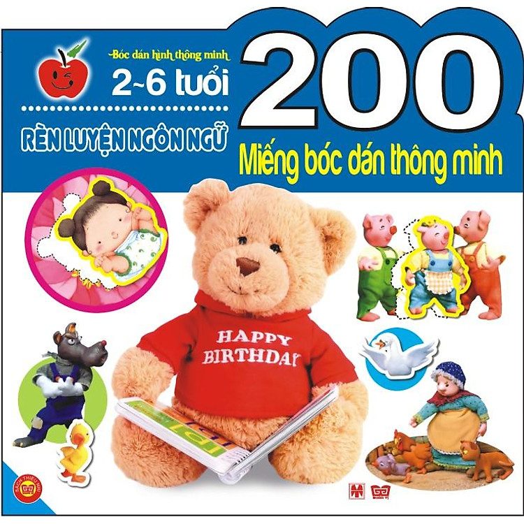 Sách 200 Miếng Bóc Dán Thông Minh - Rèn Luyện Ngôn Ngữ (2-6 Tuổi)