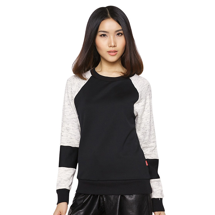 Áo Thun Tay Dài Thu Đông Nữ Phúc An 2015 - Đen Phối Xám