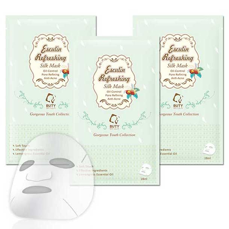 Combo 3 Mặt Nạ Lụa BUTYBUTY USA Sạch Nhờn Esculin