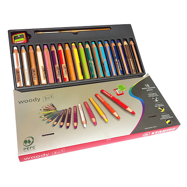Chì Màu Stabilo Woody 3 in 1 CLK880-18C (18 cây)