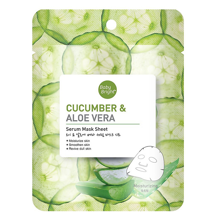 Mặt Nạ Dưa Leo Lô Hội Baby Bright Cucumber Aloe Vera Serum Mask Sheet 20g