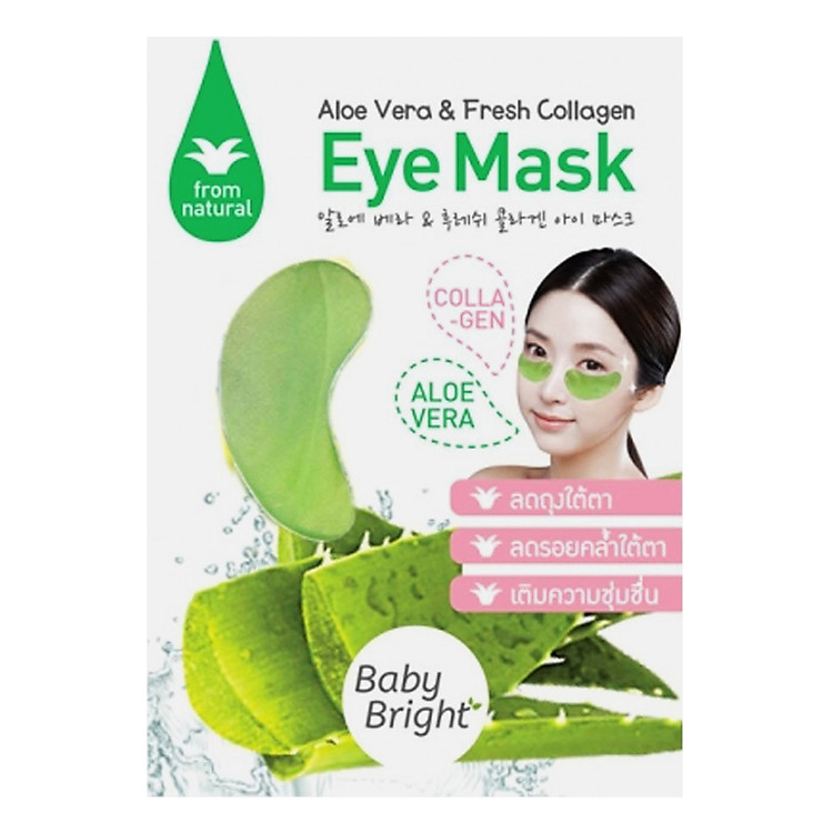 Mặt Nạ Hỗ Trợ Trị Thâm Quầng Mắt Baby Bright Aloe Vera Fresh Collagen Eye Mask 1Pair