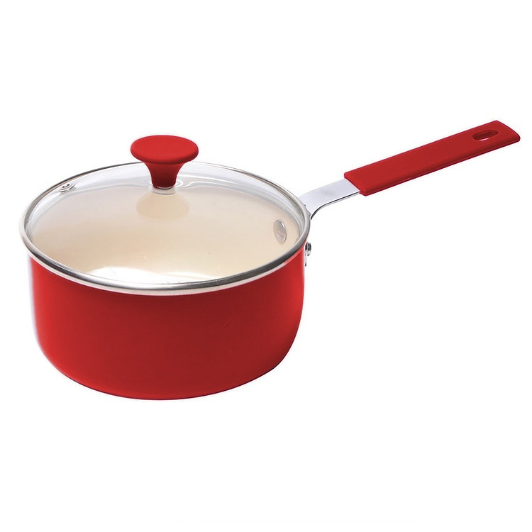 Nồi Bột Phủ Sứ Chống Dính Có Vung Kính Smartcook 2355967 (14cm) - Đỏ