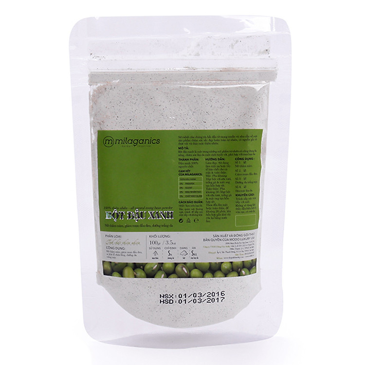 Bột Đậu Xanh Milaganics 100g