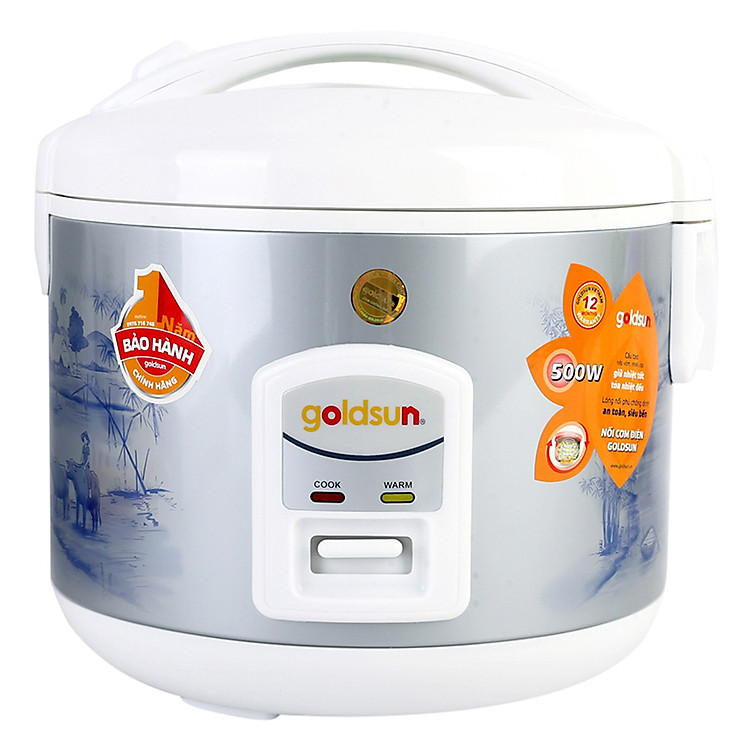 Nồi Cơm Điện Nắp Gài Goldsun ARC-G12DS (1.2 lít) - Trắng Xám - Hàng chính hãng