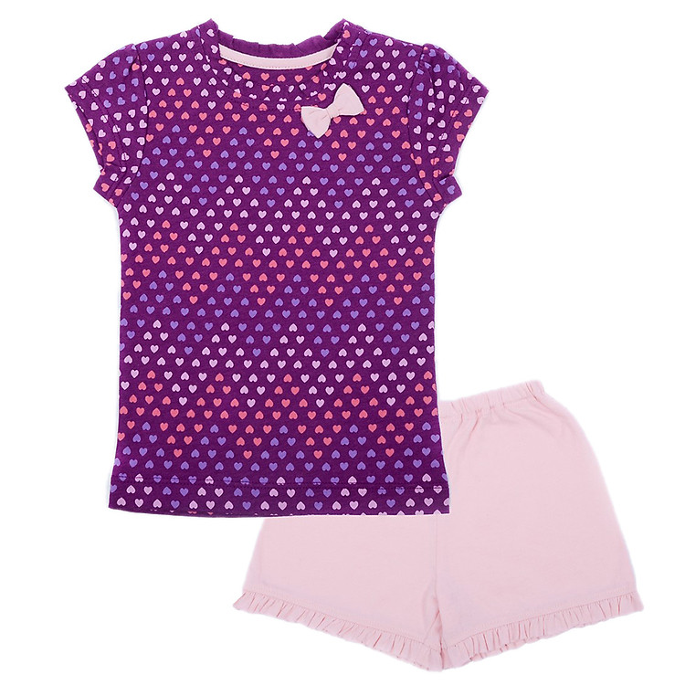Bộ Đồ Bé Gái Cài Vai In Hình Tim LullabyBaby L-NH03-15 24 - Tím