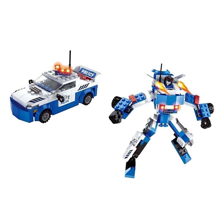 Đồ Chơi Lắp Ráp Ausini - Robot Biến Hình Xe Cảnh Sát AUS 25419 (180 Miếng)