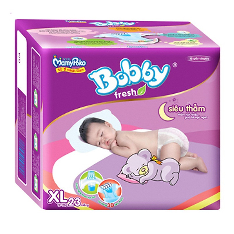 Tã Dán Bobby Siêu Thấm XL23 (23 Miếng)