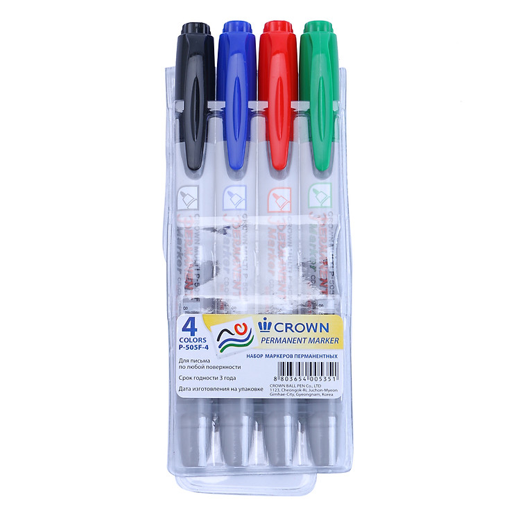 Vỉ 4 Bút Lông Dầu Crown P-505FSET