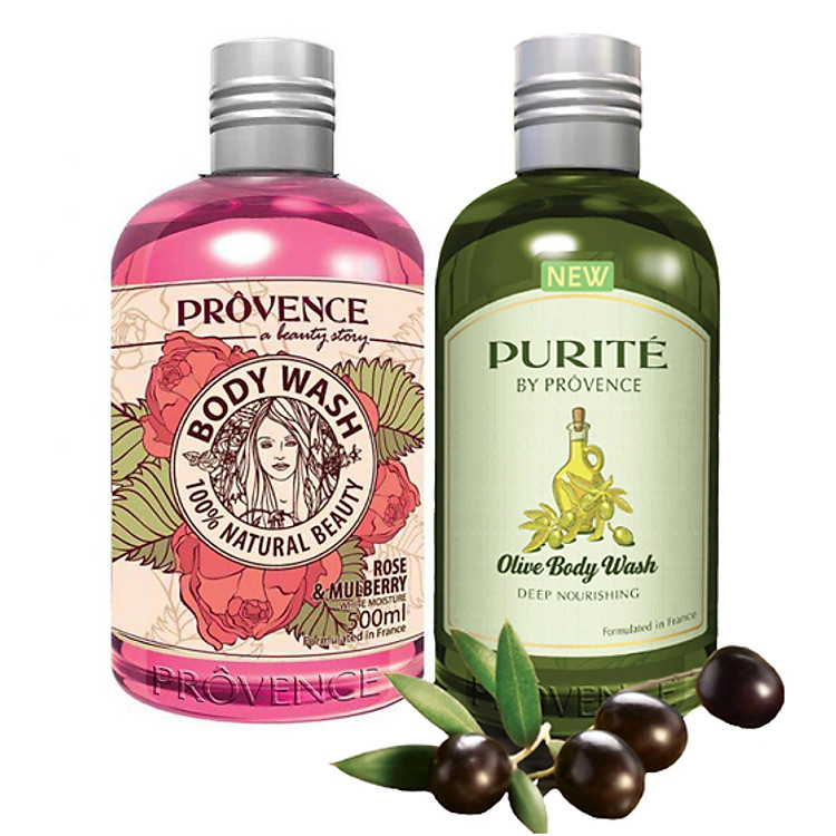 Combo Sữa Tắm Purite By Provence Rose (500 ml) Và Purite By Provence Olive (500 ml)