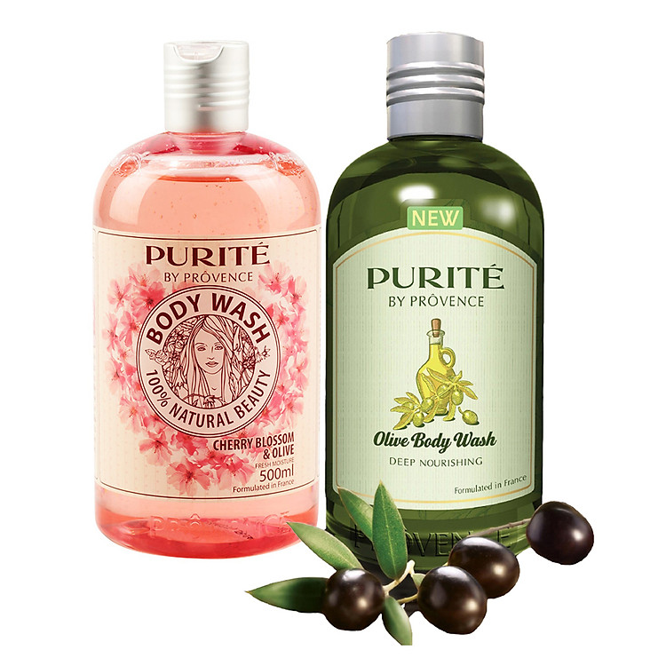 Combo 2 Sữa Tắm Purité By Prôvence Cherry (500ml) + Sữa Tắm Purite By Provence Olive (500ml)