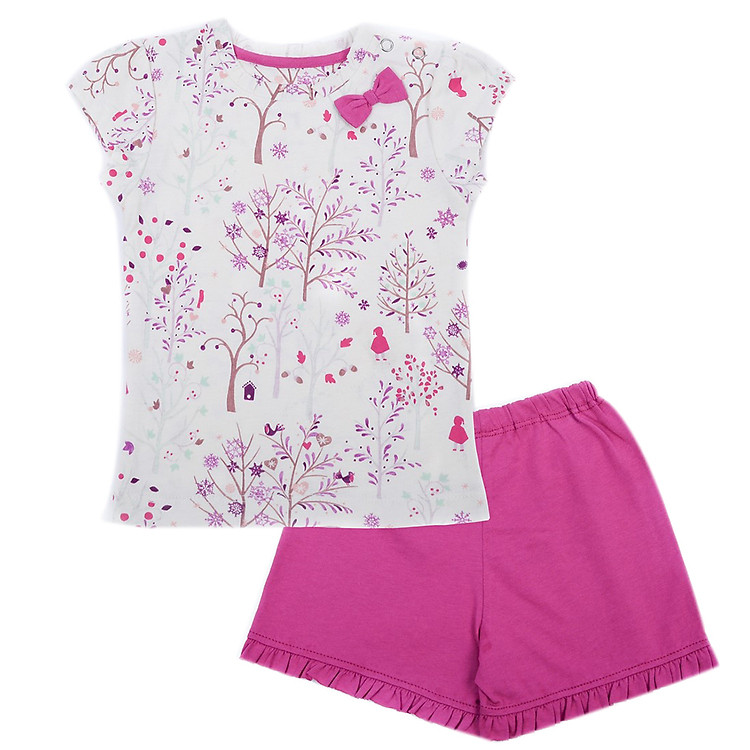 Bộ Đồ Bé Gái Cài Vai In Hình Cây LullabyBaby L-NH03-15 28 - 1 - Hồng Đậm