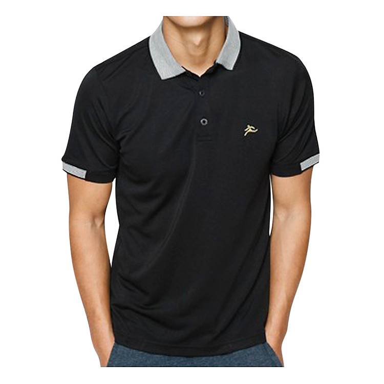 Áo Thun Nam Cổ Dệt Sọc Colo (Đen)