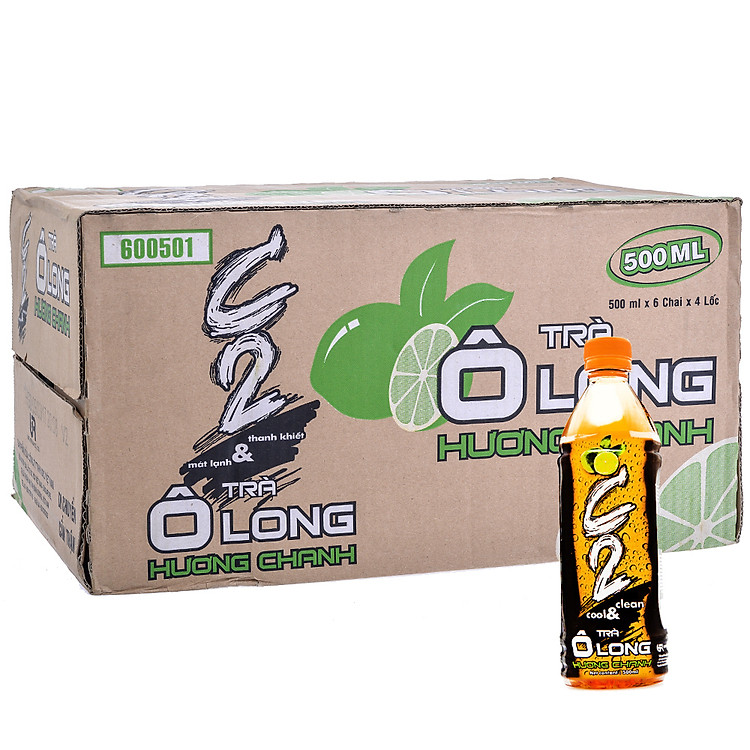 Thùng 24 Chai Trà Xanh C2 Ô Long Chanh Chai 500ml