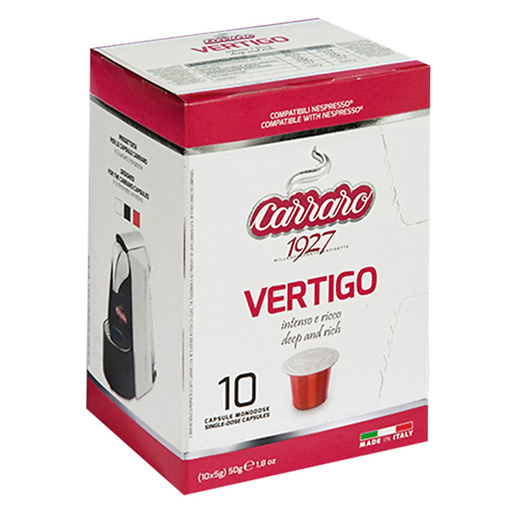 Cà Phê Viên Nén Capsule Carraro Vertigo CCACVER (10 viên x 5.2g)