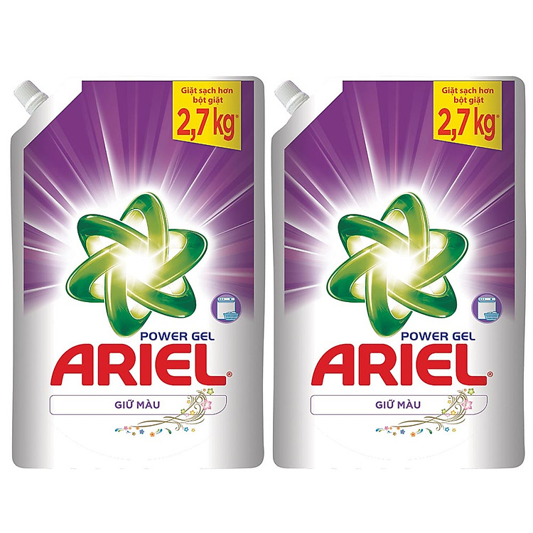 Combo 2 Ariel Gel Giặt Đậm Đặc Giữ Màu Túi (2.7kg x 2)