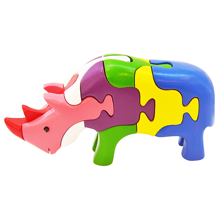 Đồ Chơi Gỗ Lắp Ráp Mô Hình Puzzle 3D Tottosi Hình Tê Giác 304019 (7 Mảnh Ghép)