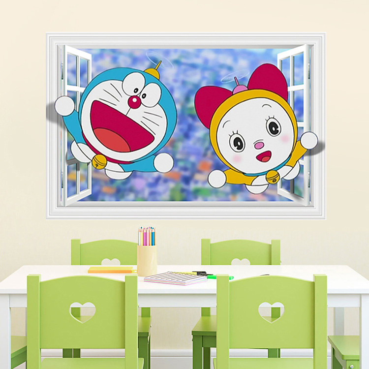 Decal Cửa Sổ Đô Rê Mon Và Đô Rê Mi Lala Shop DC1810 (60 x 90 cm)